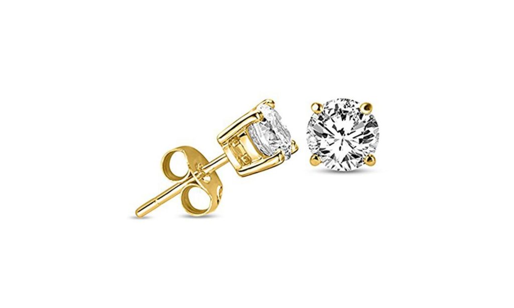 FREE Gold Round 2mm-10mm Cubic Zirconia Stud Earring Plated