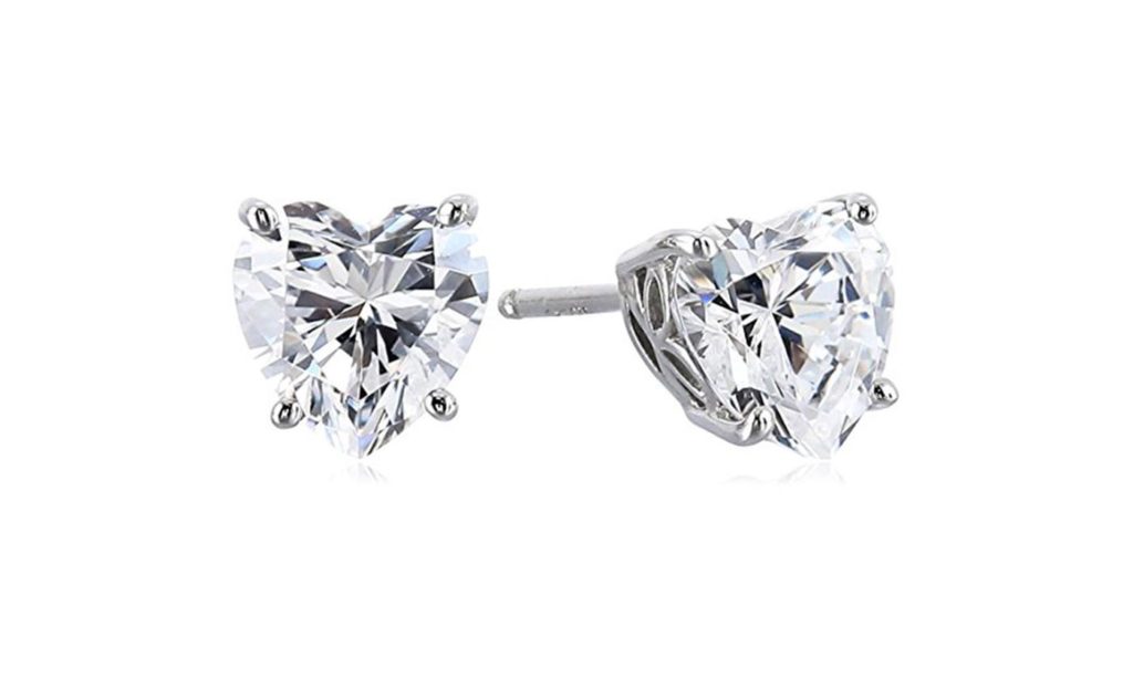 FREE Platinum Gold 2 cttw Heart CZ Stud Earrings Plated